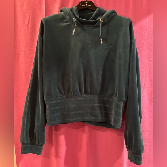 Juicy Couture Tops - Juicy Couture Velour Women's Teal Hoodie NWOT Size L